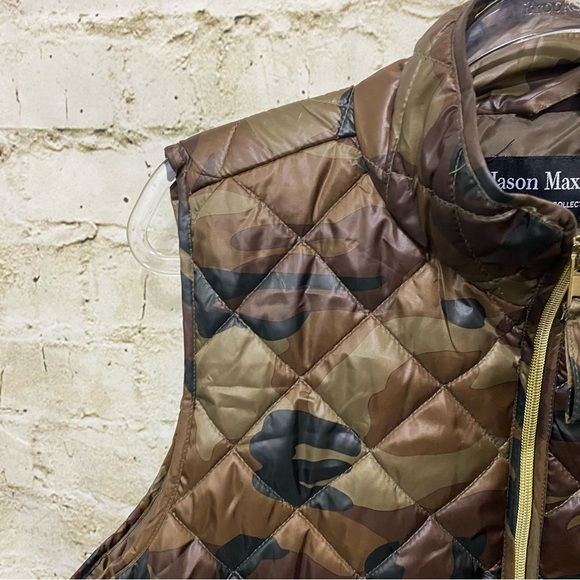 Jason Maxwell Quilted Camo Vest Outdoor Wear Zip Closure - Picture 2 of 6